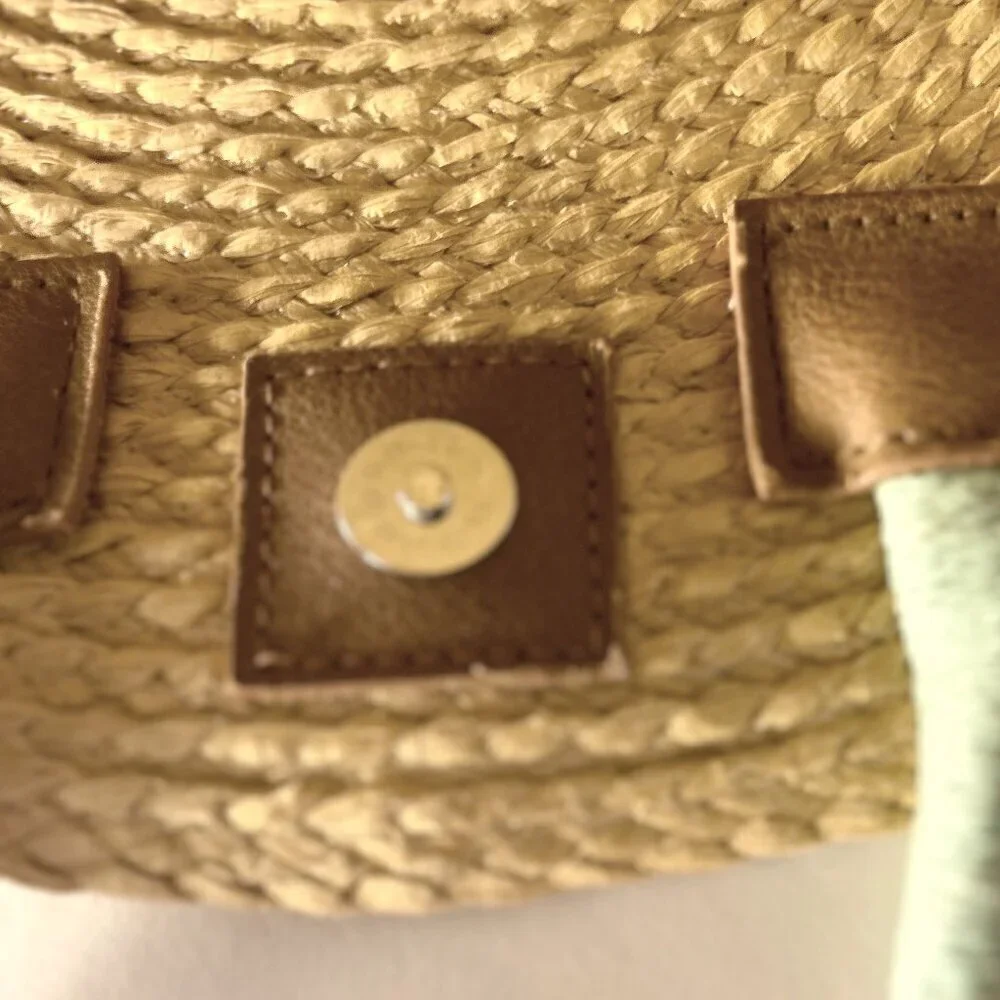 Round Rattan Woven Large Tote Bag Bright Trim resort beach summer vacation